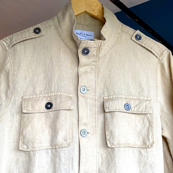 Michael Stars  100% Linen Light Khaki Jacket - Picture 9 of 14